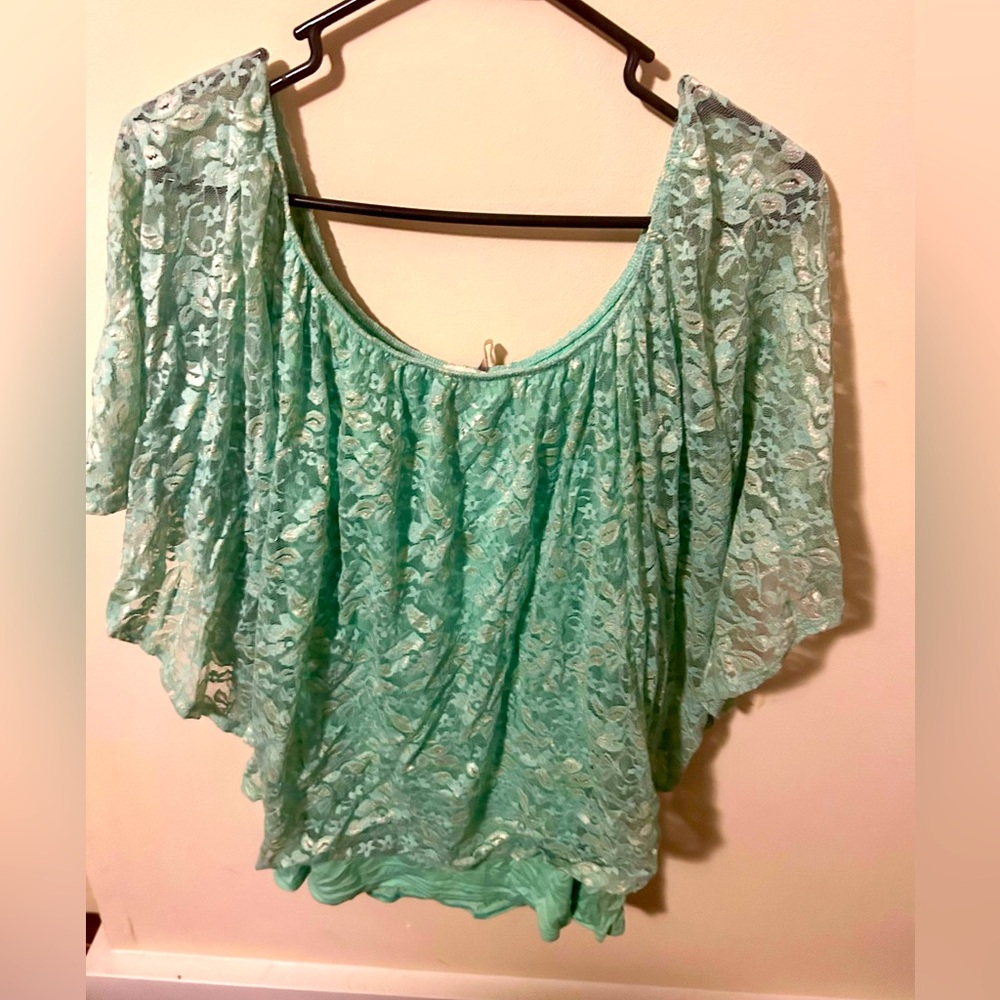 Love J USA brand teal lacy blouse (3XL)